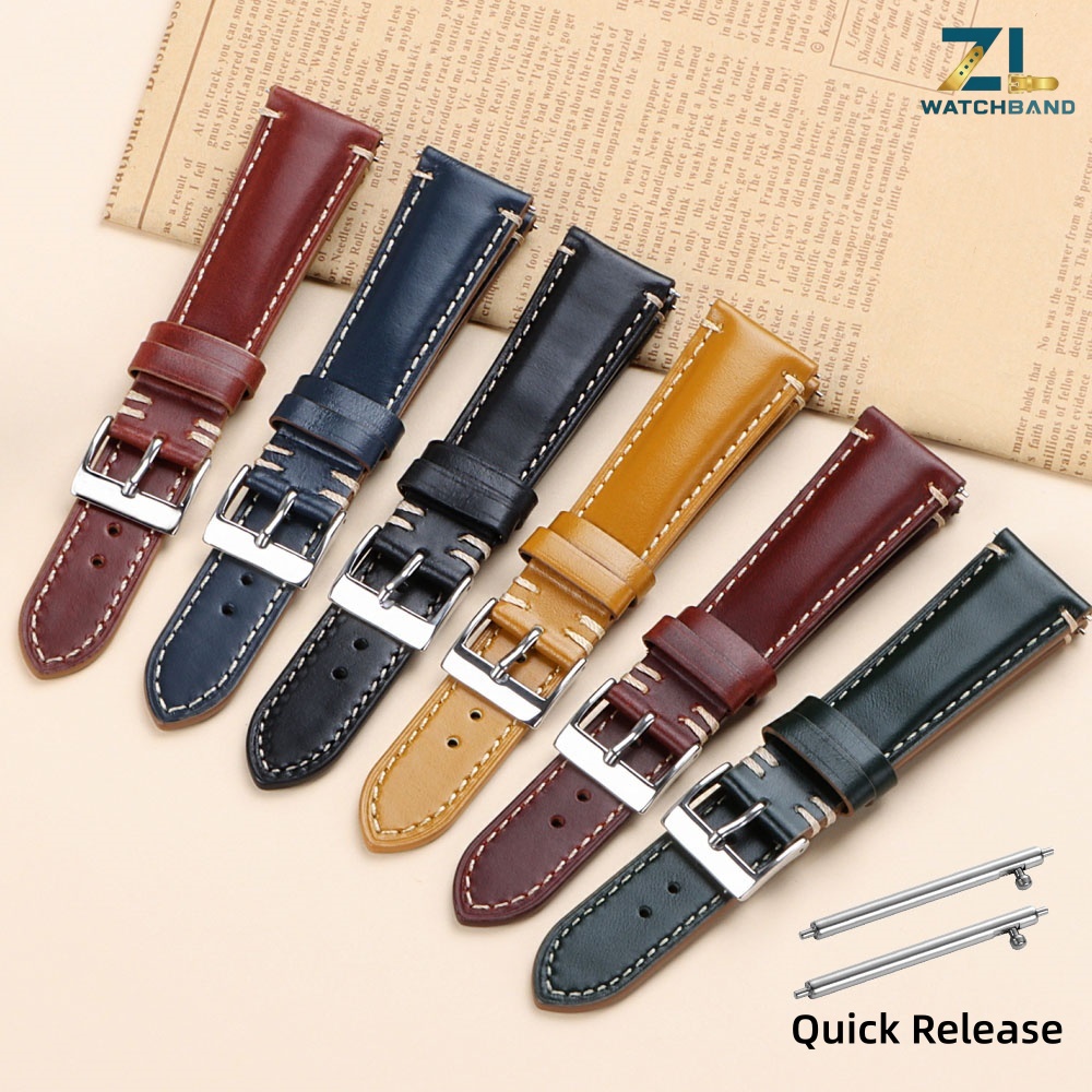 Leather Strap Quick Release - Cowhide Genuine Leather Strap 20mm 22mm