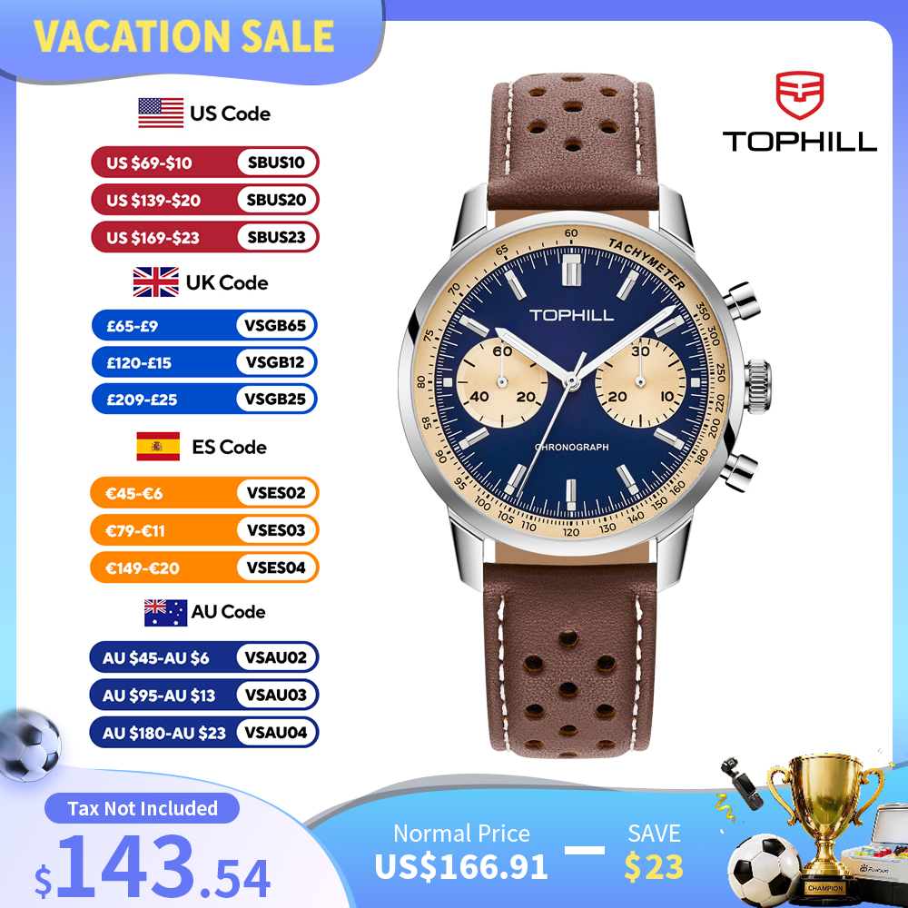 Tropic Strap Vintage - TOPHILL Vintage Racing Chronograph Men’s Mechanical