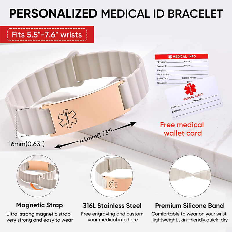Custom Medical ID Bracelet for – обзор и цена Silicone Band Women