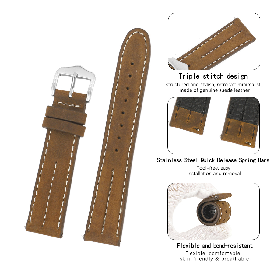 Vintage Crazy Horse Leather Wa – обзор и цена Leather Strap Quick Release