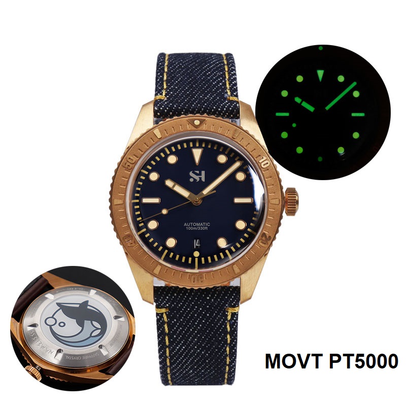 42mm Bronze Mens Watch Mechani – обзор и цена Canvas Strap Watch