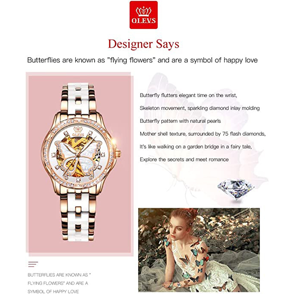 OLEVS Women's Automatic Watche – обзор и цена Butterfly Clasp Deployant