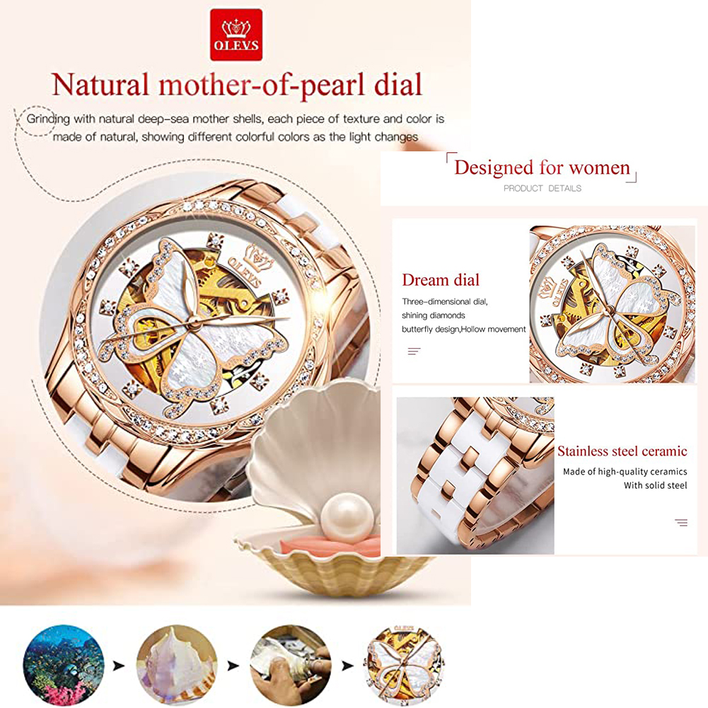 OLEVS Women's Automatic Watche – обзор и цена Butterfly Clasp Deployant